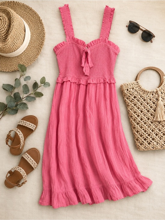 The river pink Dresses & Skirts - The River Pink Smocked Ruffle Maxi Dress Size Large